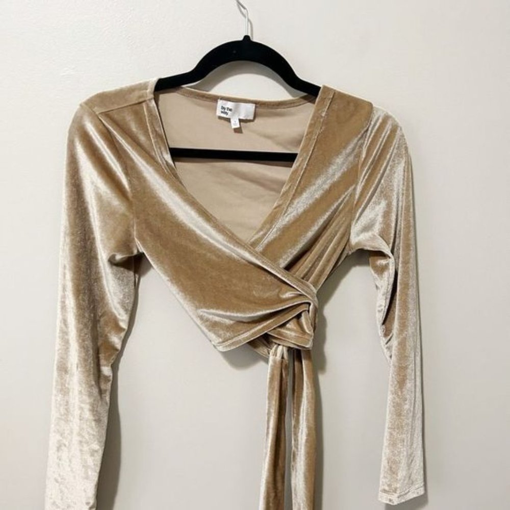 By?the Way Revolve Golden Velvet Wrap Crop Top S
